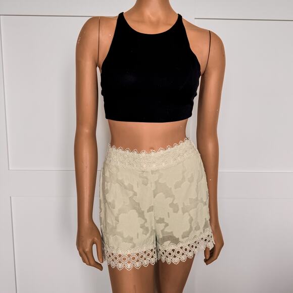 NWT-Large-Blue Rain of Francesca’s Colette Jacquard Shorts-Pastel Green - Picture 1 of 8